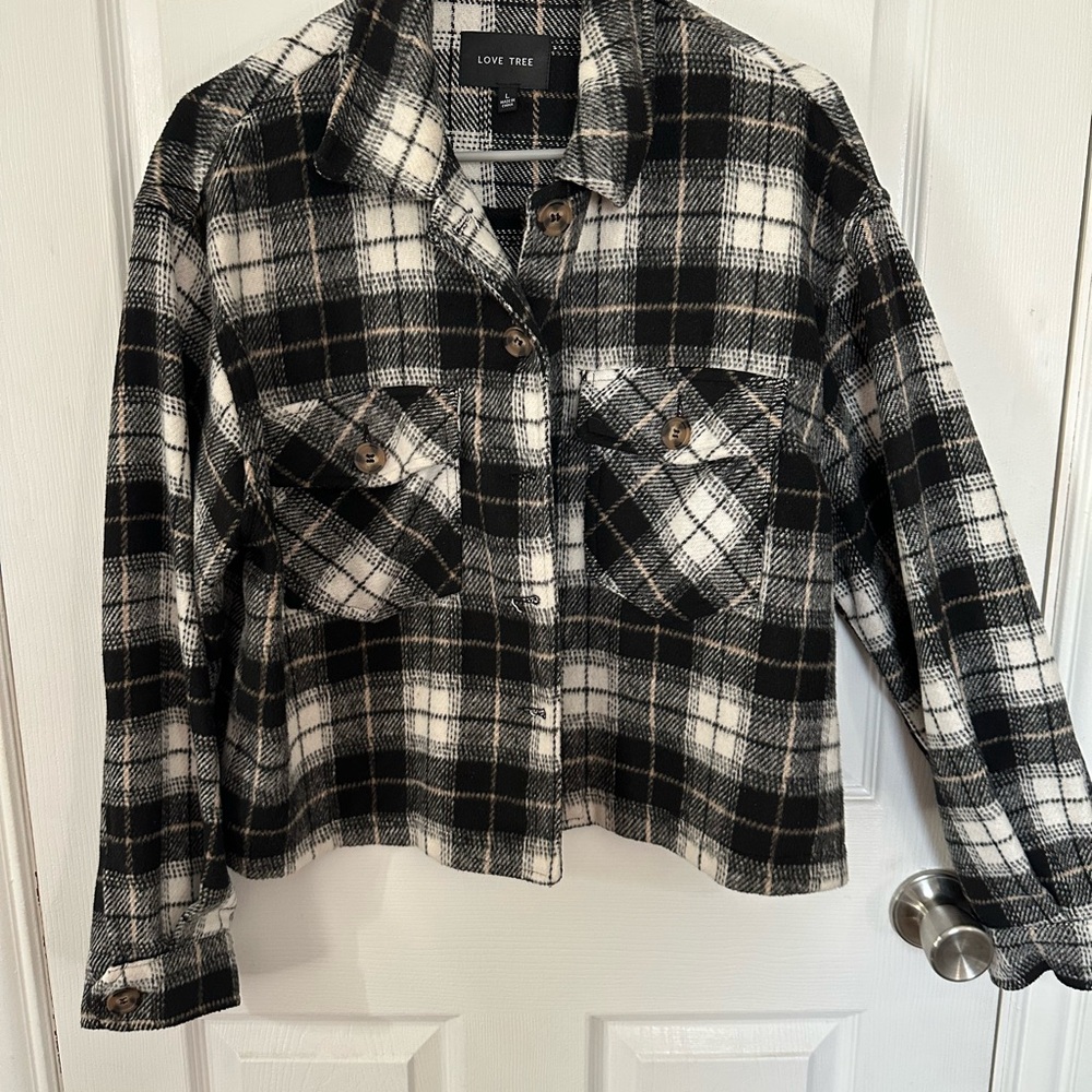 Love Tree Black and White Plaid Jacket